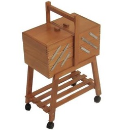 [S-V50231400NO] Banco da lavoro n.20 noce cm34xh47-57x20 con ruote in faggio made in Italy