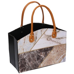 [S-V3407330000] Portariviste rettangolare in ecopelle marmo cm33,5x15,5h26/40