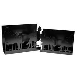 [S-V3404510000] Portariviste in metallo sagome 1-2 nero 35x12x24 cm