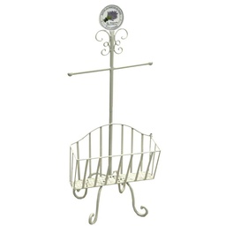 [S-V6214540000] Portarotolo a stelo metallo lavanda con portariviste 34x20h84,5 cm