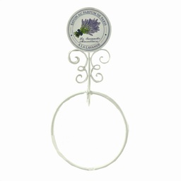 [S-V6214470000] Portasciugamani a Muro Metallo Lavanda Bianco Anello 19,5x6h38
