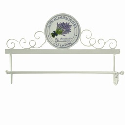 [S-V6214510000] Portasciugamani a muro in metallo lavanda bianco 48x8h24,50