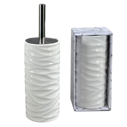 [S-V6215010000] Portascopino Ceramica Bianco Onde Tondo 10x24x34 cm