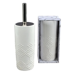 [S-V6214860000] Portascopino ceramica bianco puntini tondo 10x24/34 cm