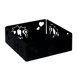 [S-V5926310000] Portatovaglioli quadrato in metallo con gatti neri - 16,5x16,5x6 cm