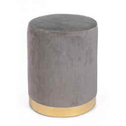[S-B0748177] Pouf grigio effetto velluto con fascia oro 35x40 cm