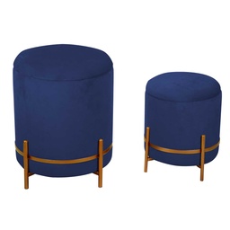 [S-V2808260000] Puff in velluto blu ø39h49