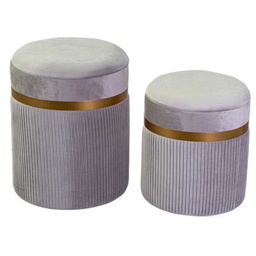 [S-V2808190000] Puff velluto grigio chiaro ø39h49