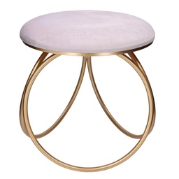 [S-V28068500GR] Puff in metallo e velluto grigio tondo 44x42h43 cm