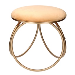 [S-V28068500OC] Puff in metallo e velluto ocra tondo cm44x42h43