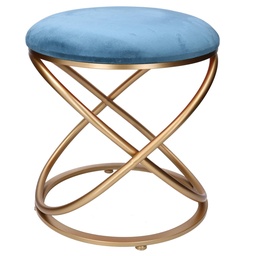 [S-V28068400OT] Puff in metallo e velluto ottanio, tondo cmø36h42