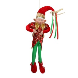 [S-V6115860000] Pupazzo tessuto elfo rosso verde 24x17x91 cm