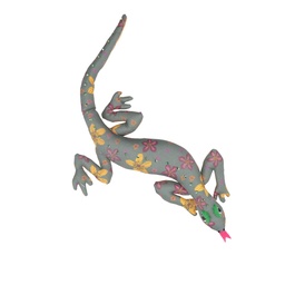 [S-V8538790000] Pupazzo tessuto lucertola con fiori verde 45x22x5 cm