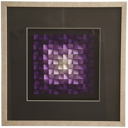 [S-QU/209] Quadro 3D multicolor con finitura in vetro e tela di legno, 3x60x60 cm