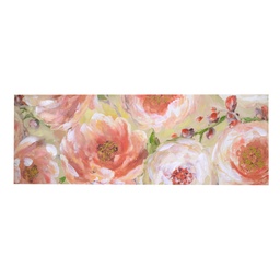 [S-V4614360000] Quadro dipinto fiori rosa verde 50x150x3 cm