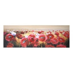 [S-V4614130000] Quadro dipinto papaveri e fiori bianchi 50x150x4 cm