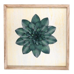 [S-V6121680000] Quadro Legno Metallo Blu Fiore 35x35x3 cm