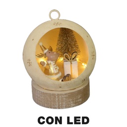 [S-V6195950000] Renna Metallo LED dentro Pallina Oro 11x11x15 cm