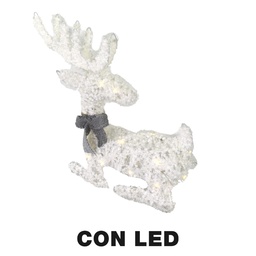 [S-V6192700000] Renna Plastica con LED Bianco 56x17x49 cm