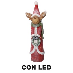 [S-V6332430000] Renna in resina con luce a LED rossa, dimensioni cm22,5x16h65,5