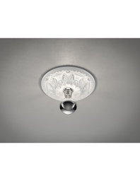 [S-TRIO603300101] Rosone Portalampada Gesso Verniciabile Stile Classico Lilly Ø30 cm