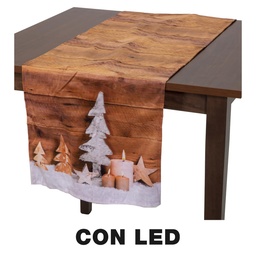 [S-V6163040000] Runner in tessuto con decorazioni a LED beige 40x150 cm