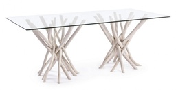 [S-B0680407] SAHEL RECT TABLE W-GLASS
