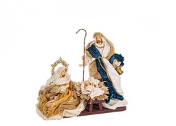 [S-B0937226] Sacra Famiglia Eden Stand Blu-Oro 25X27H