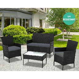 [S-FZ99614] Salotto da giardino WRS008 in rattan nero