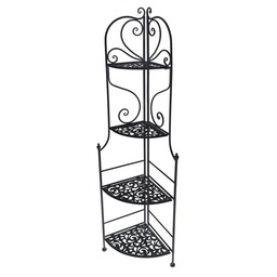 [S-V6432020000] Scaffale Metallo Jessica Nero 4 Piani ad Angolo 48x33 cm h160