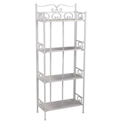 [S-V6459470000] Scaffale Metallo Jessica 4 Piani Bianco Brush 47x23,5x120 cm
