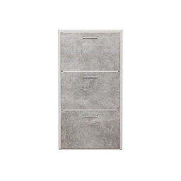 [S-FZ85733] Scarpiera 3 ribalte struttura bianca e cemento  61x25xh.115 cm