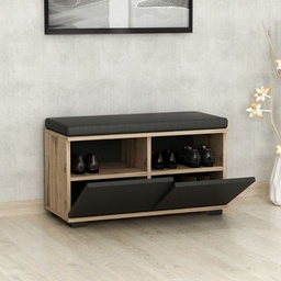 [97144] Scarpiera con pouff Dragoshoe noce e nero