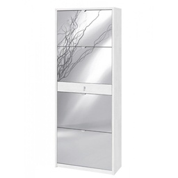 [S-OSK569OSSPK] Scarpiera con quattro ante a specchio e un cassetto in Bianco Ossido 63x29xh164 cm