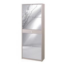 [S-ASK569OLSPK] Scarpiera a specchio con ante e cassetto Olmo Chiaro 63x29x164 cm