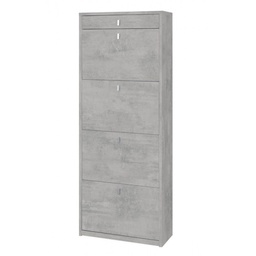 [S-ASK568CECEK] Scarpiera con 4 ante e cassetto superiore in Beton Cemento 63x29x164 cm