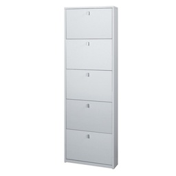 [S-ASK555BFBFK] Scarpiera Slim Cinque Ante Bianco Cenere 63x18x190 cm