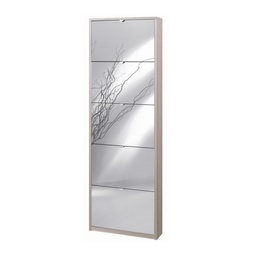 [S-OSK555OLSPK] Scarpiera sottile con cinque ante a specchio Olmo Chiaro 63x18x h190 cm