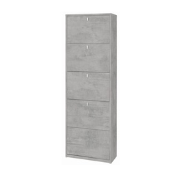 [S-OSK565CECEK] Scarpiera salvaspazio slim con cinque ante Beton Cemento 63x29x h190 cm