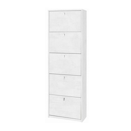 [S-ASK565OSOSK] Scarpiera Slim Salvaspazio Cinque Ante Bianco Ossido 63x29x h190 cm