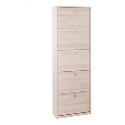 [S-OSK565OLOLK] Scarpiera slim salvaspazio con cinque ante Olmo Chiaro 63x29x h190 cm