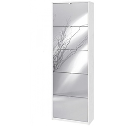[S-ASK565OSSPK] Scarpiera slim salvaspazio con ante a specchio Bianco Ossido 63x29x h190 cm
