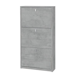 [S-ASK553CECEK] Scarpiera Slim Salvaspazio Tre Ante Beton Cemento 63x18x h117 cm
