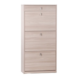 [S-OSK567OLOLK] Scarpiera sottile a tre ante con un cassetto Olmo Chiaro 63x29x h127 cm