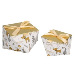 [S-V1221740000] Scatola Cartone Bianco Oro 20,9x20,9x10 cm