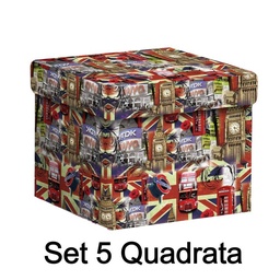[S-V1212600000] Scatola Cartone 1-5 London Quadra 27,7x27,7x19,3 cm - Multicolor