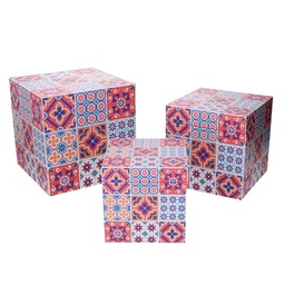 [S-V1230860000] Scatola ecopelle fantasia multicolor cm24x24h24