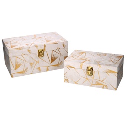 [S-V5035470000] Scatola rettangolare in legno con 1-2 decorazioni oro cm30x18,5h15