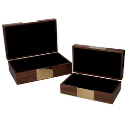 [S-V5035450000] Scatola rettangolare marrone in legno 31x20h10 cm