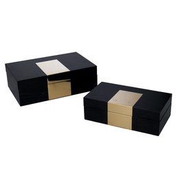 [S-V5035460000] Scatola rettangolare nera in legno 1-2 cm31x20h10